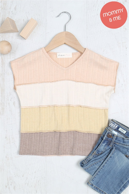 Kids Merrow Sleeve Outseam Overlock Color Block Top