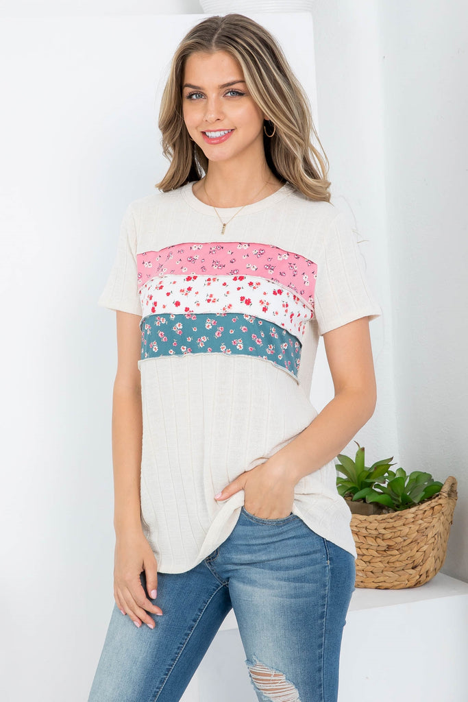 Two Tone Short Sleeve Contrast Top