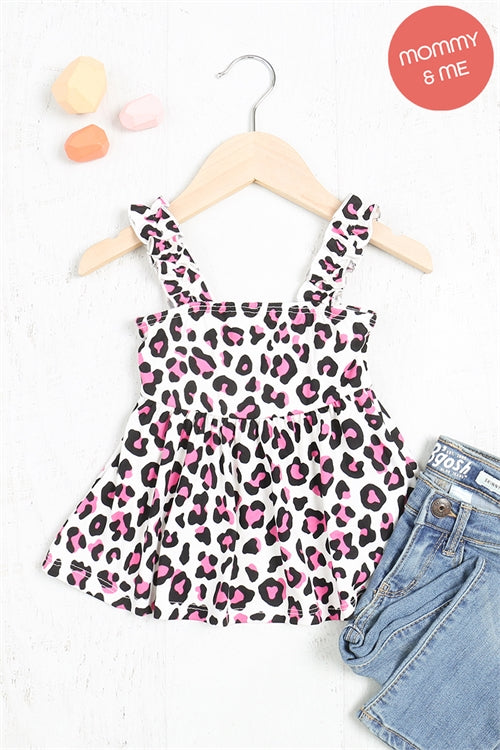 Kids Merrow Elastic Strap Leopard Top - Riah Fashion