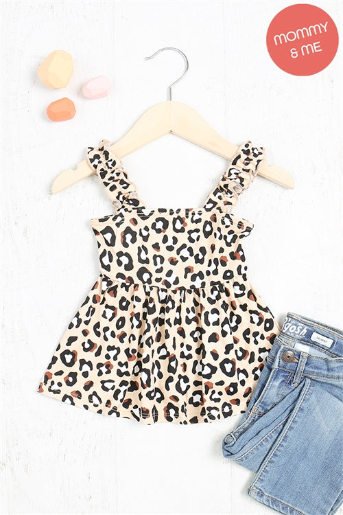 Kids Merrow Elastic Strap Leopard Top - Riah Fashion