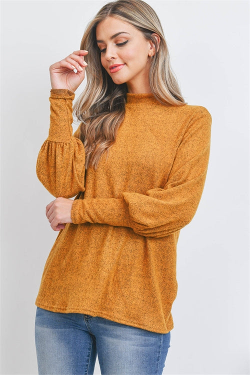 Puff Sleeve Mock Neck Top