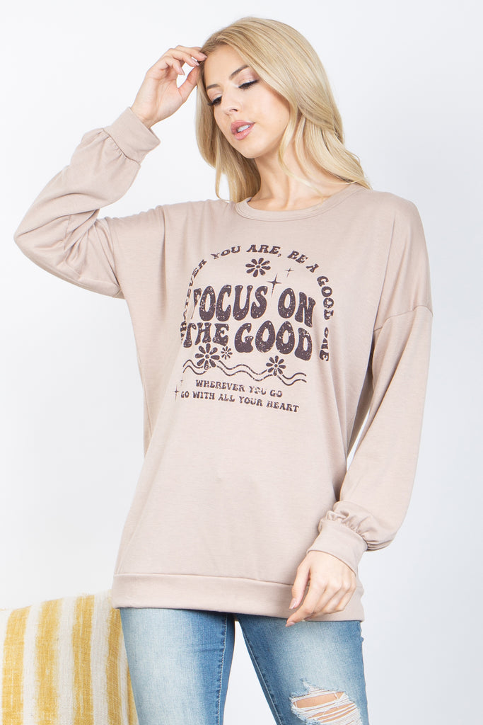 Printed Round Neck Pullover Top
