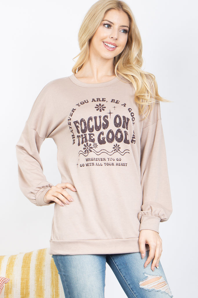 Printed Round Neck Pullover Top