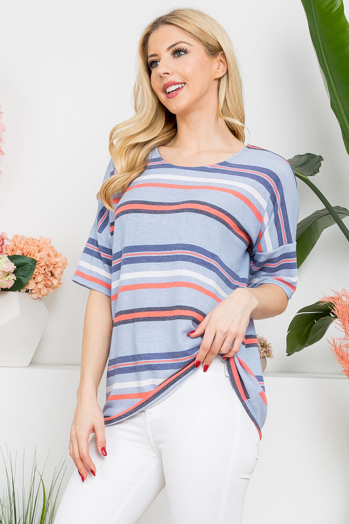 Multi Striped Oversized Top | S-XL