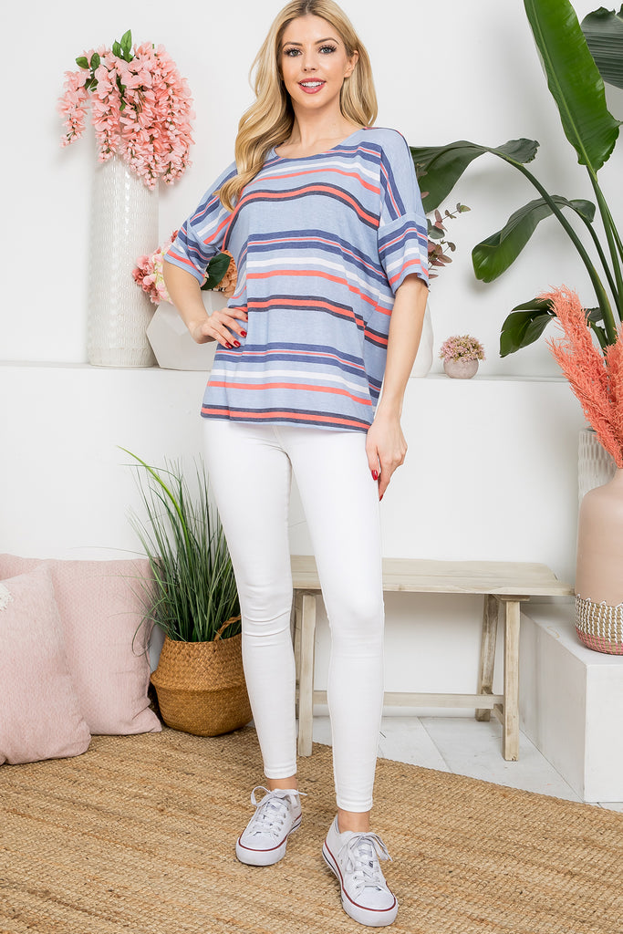 Multi Striped Oversized Top | S-XL