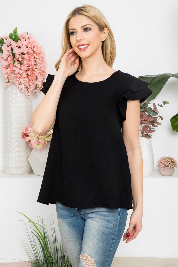 Gauze Ruffled Top | S-XL