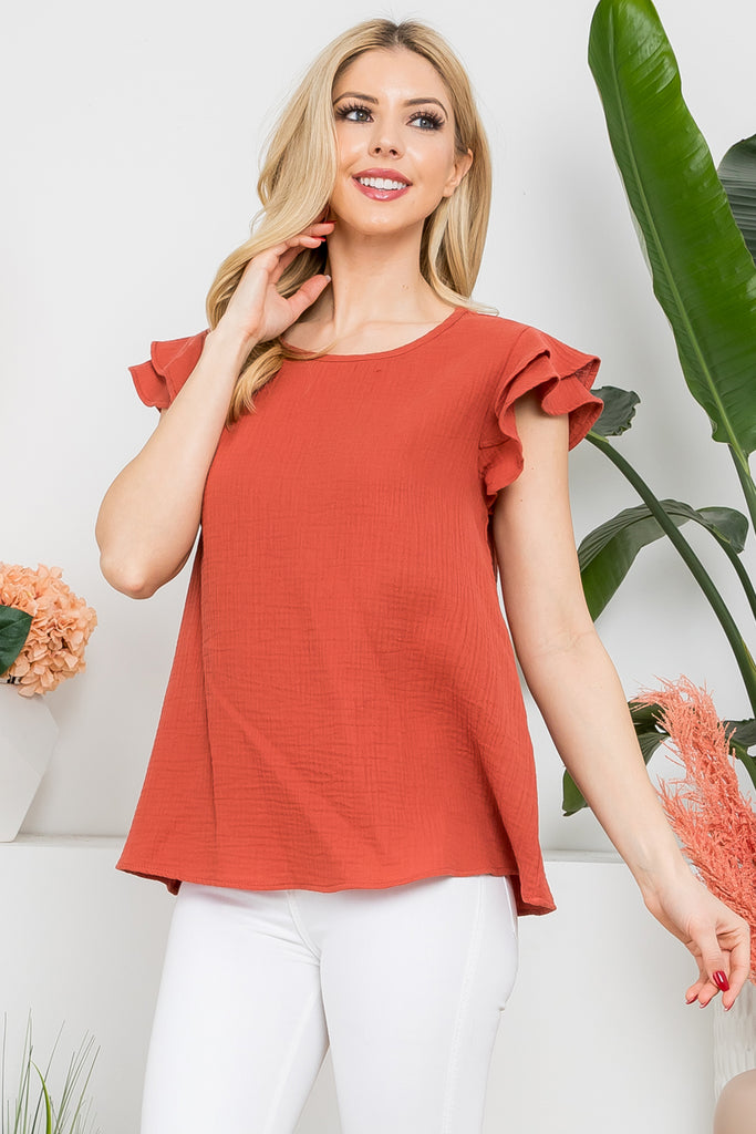 Gauze Ruffled Top | S-XL