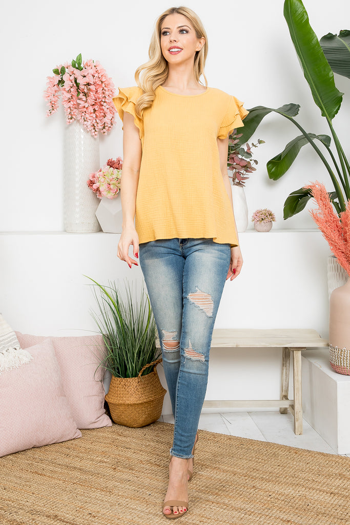 Gauze Ruffled Top | S-XL