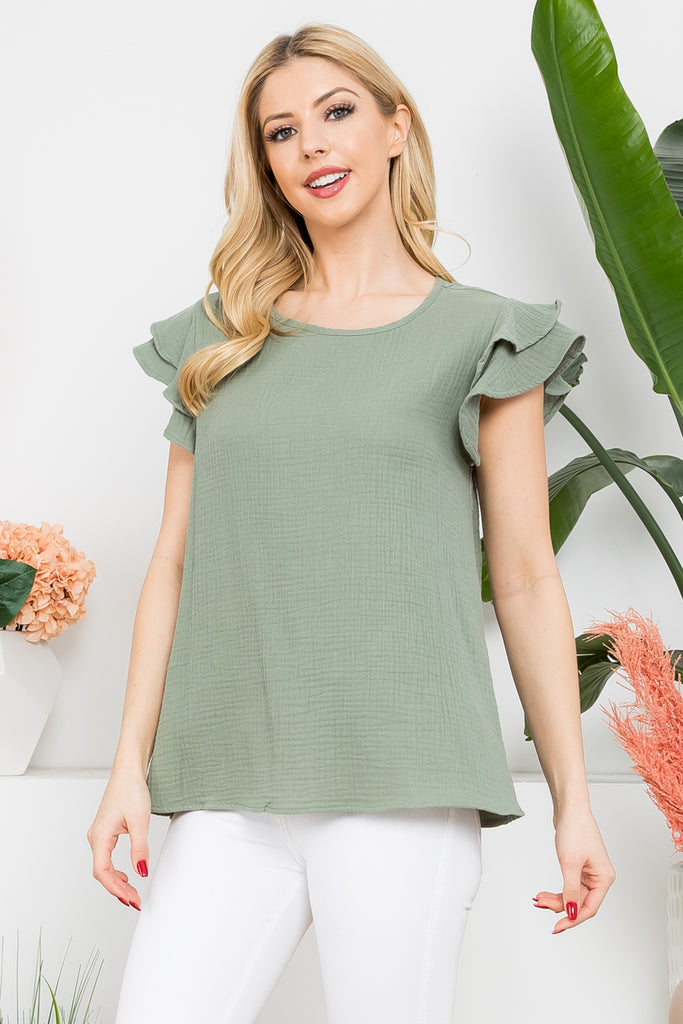 Gauze Ruffled Top | S-XL