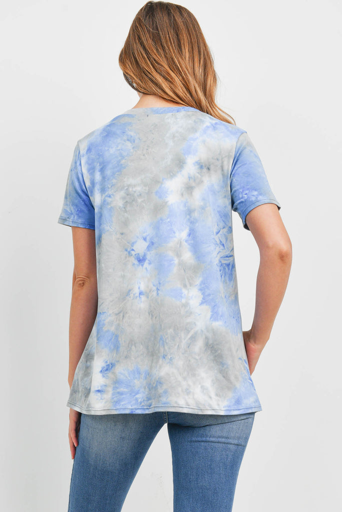 V-Neck Short Sleeve Tie Dye Top