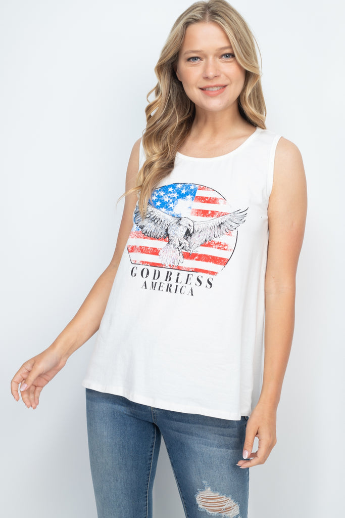Godbless America Print Tank Top
