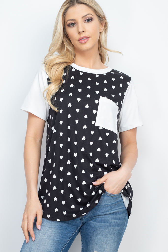 Heat Print Raglan Pocket Top