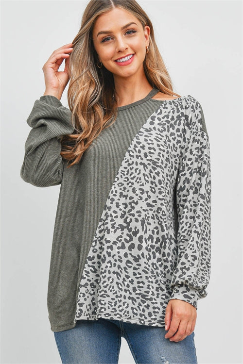 Vertical Leopard Contrast Bella Rib Top