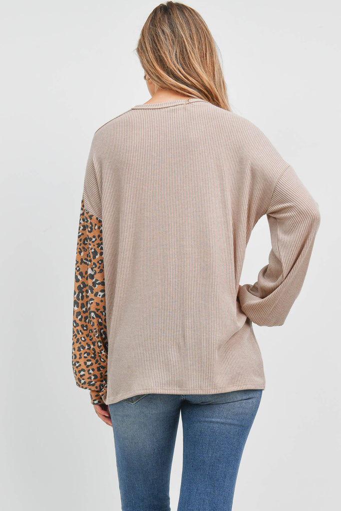 Vertical Leopard Contrast Bella Rib Top