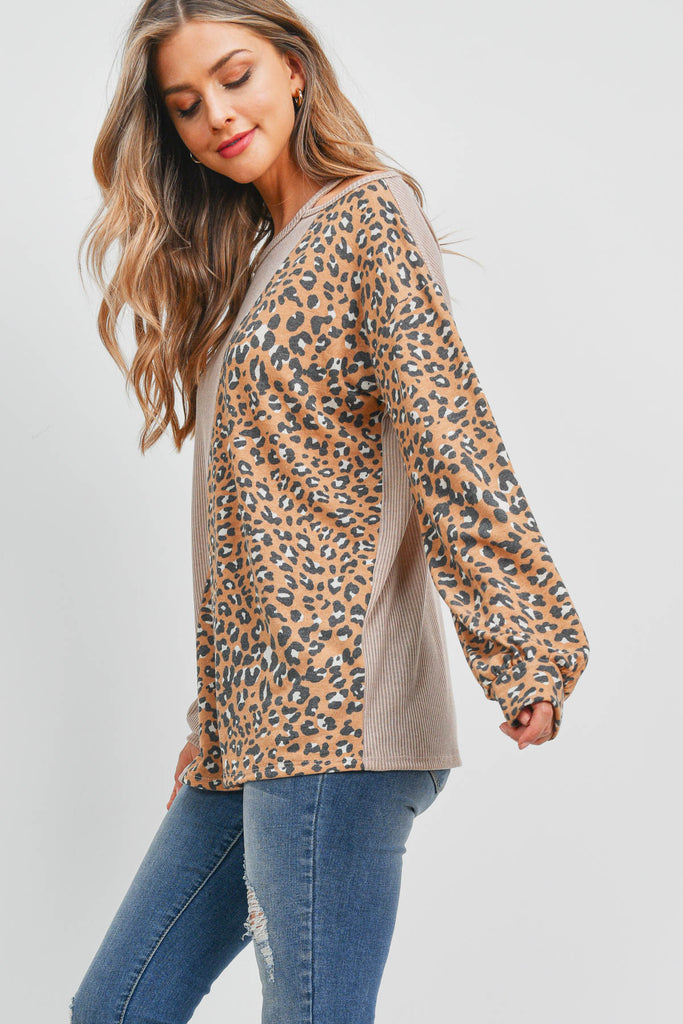 Vertical Leopard Contrast Bella Rib Top