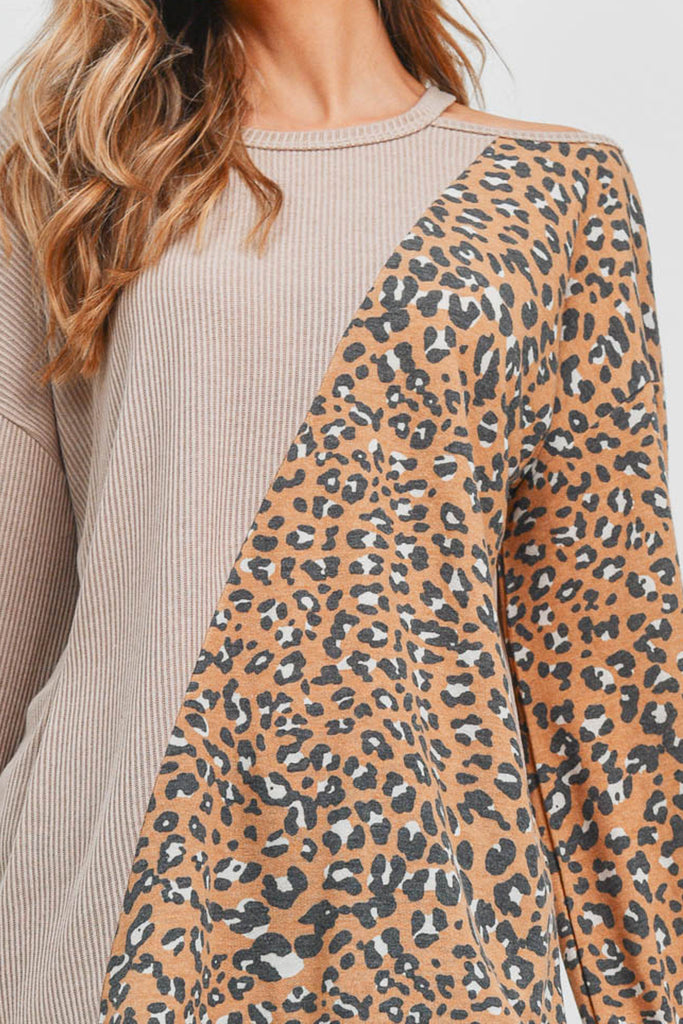 Vertical Leopard Contrast Bella Rib Top