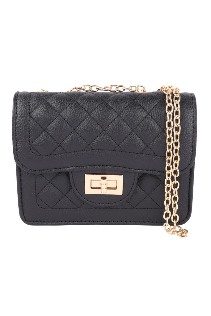 QUILTED DIAMOND LEATHER CROSS BODY BAG