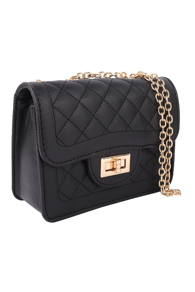 QUILTED DIAMOND LEATHER CROSS BODY BAG