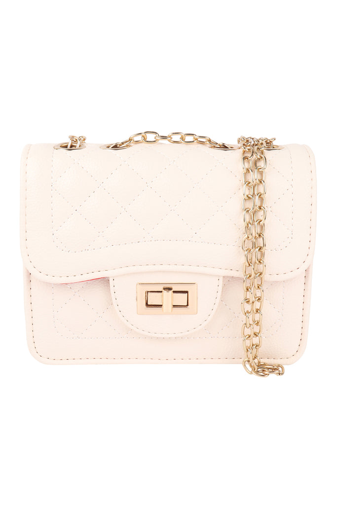 QUILTED DIAMOND LEATHER CROSS BODY BAG