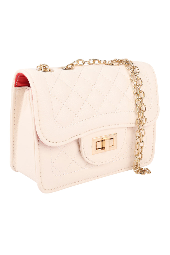 QUILTED DIAMOND LEATHER CROSS BODY BAG