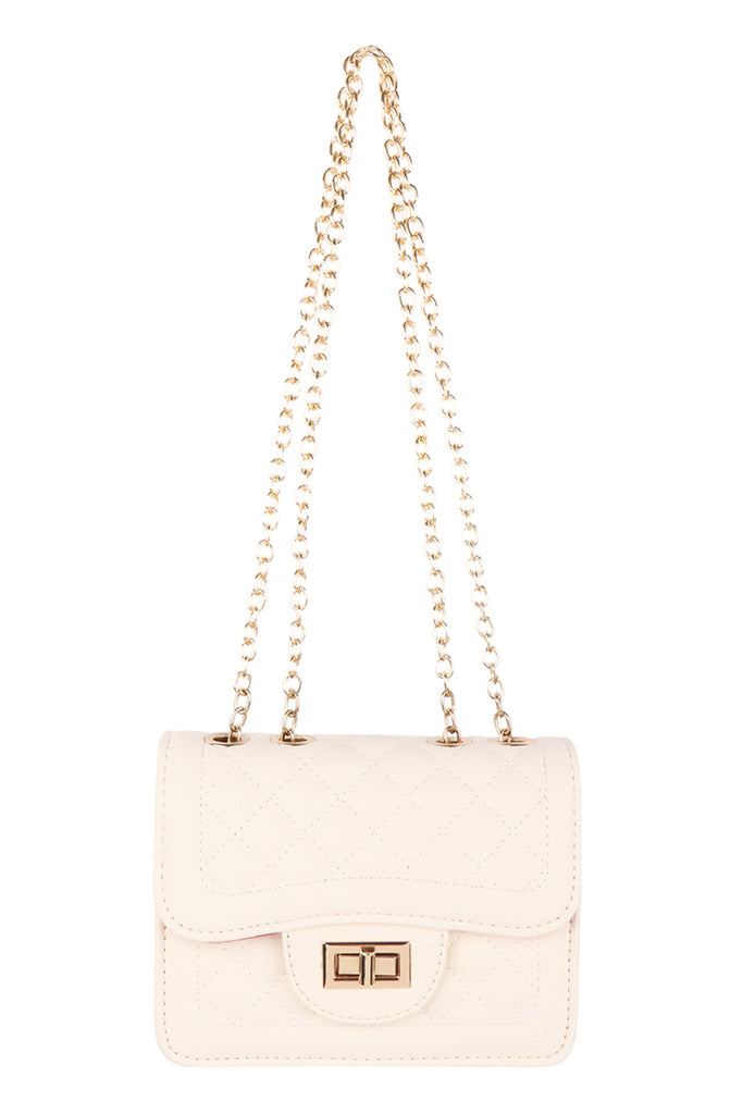 QUILTED DIAMOND LEATHER CROSS BODY BAG