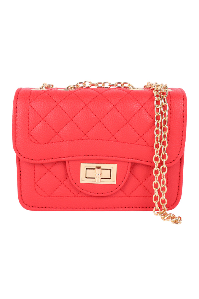 QUILTED DIAMOND LEATHER CROSS BODY BAG