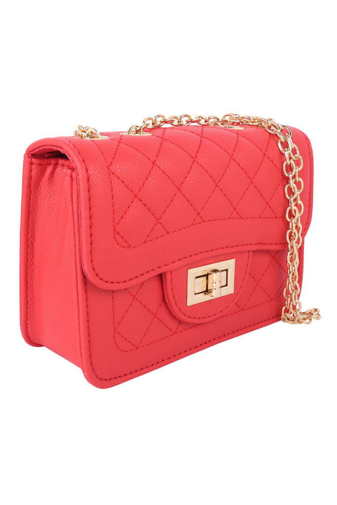 QUILTED DIAMOND LEATHER CROSS BODY BAG