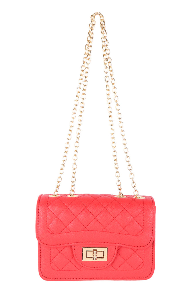 QUILTED DIAMOND LEATHER CROSS BODY BAG
