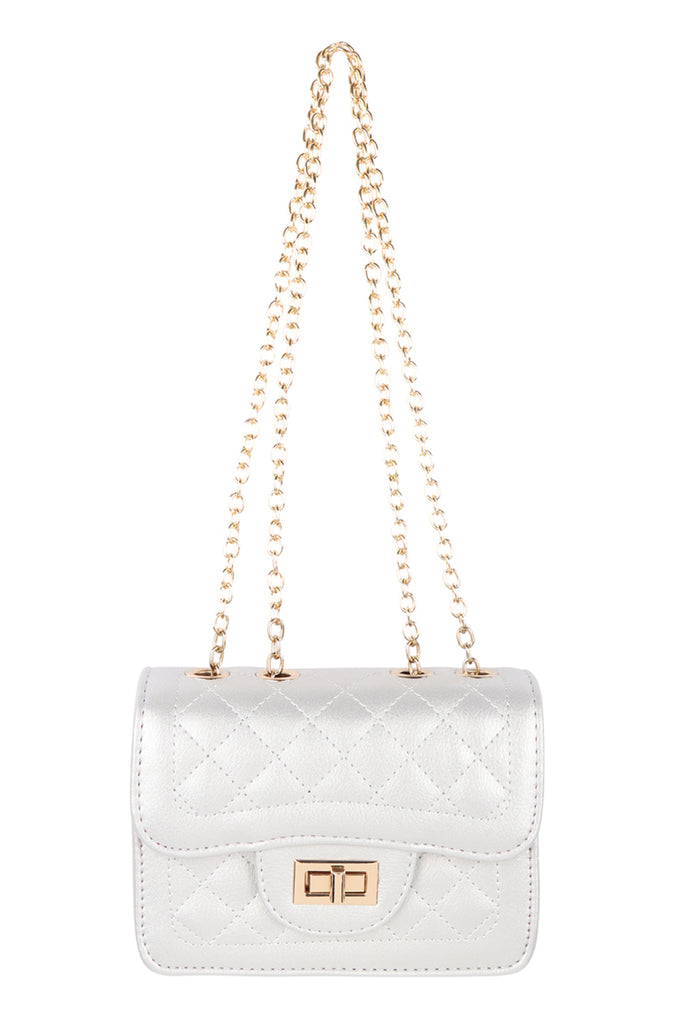 QUILTED DIAMOND LEATHER CROSS BODY BAG