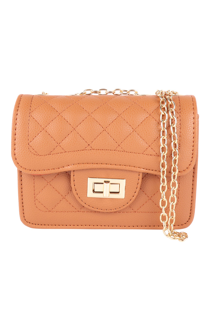QUILTED DIAMOND LEATHER CROSS BODY BAG
