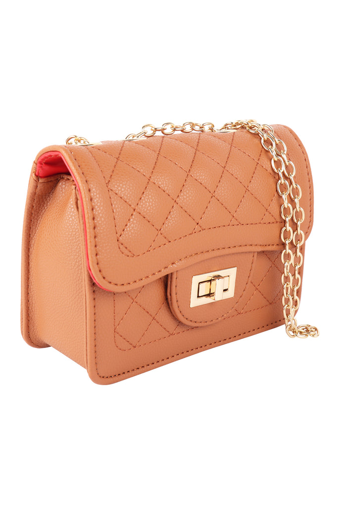 QUILTED DIAMOND LEATHER CROSS BODY BAG