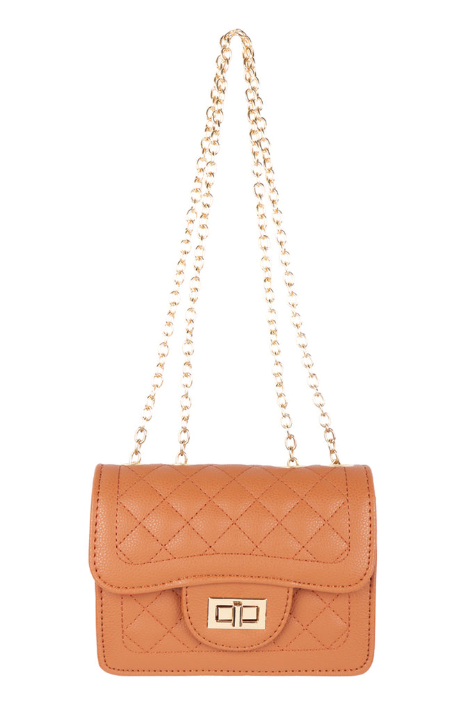 QUILTED DIAMOND LEATHER CROSS BODY BAG