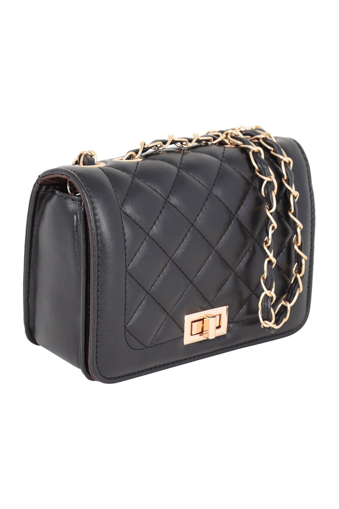 WOMENS QUILTED DIAMOND PATTERN W/ CONVERTIBLE CHAIN STRAP SLING CLUTCH BAG