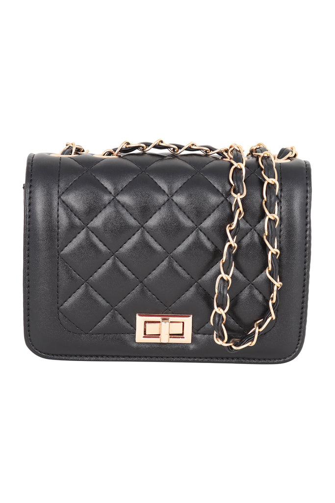 WOMENS QUILTED DIAMOND PATTERN W/ CONVERTIBLE CHAIN STRAP SLING CLUTCH BAG