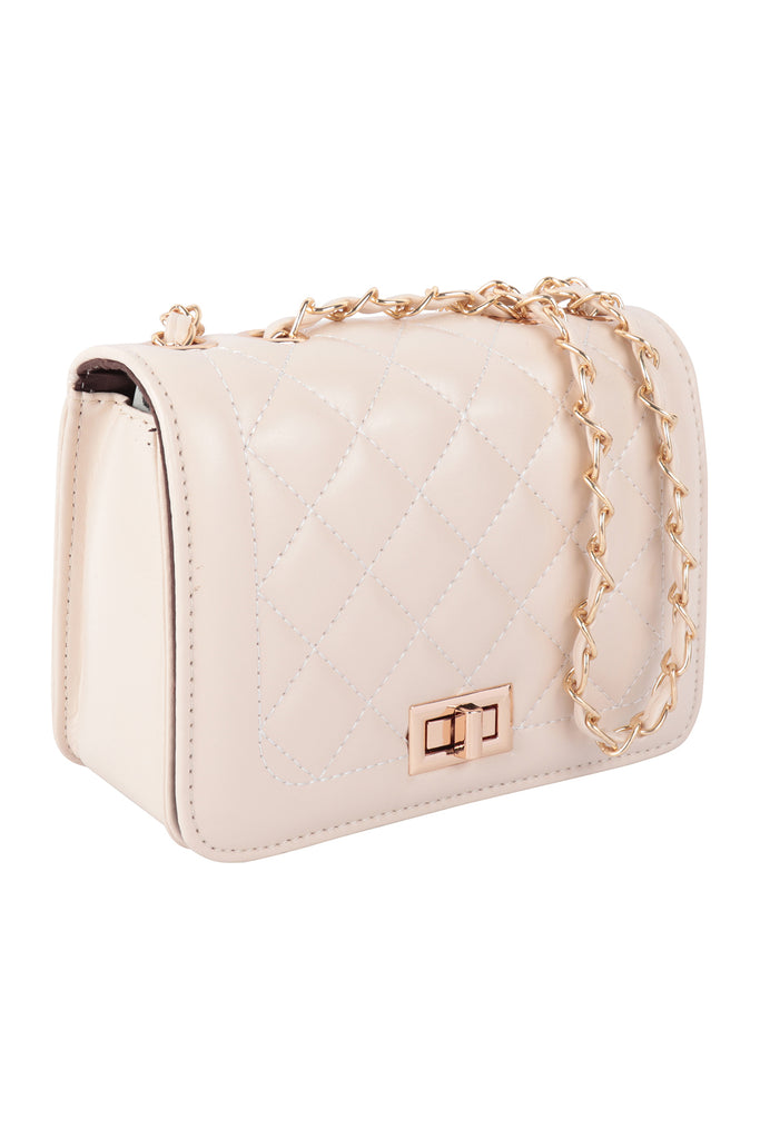 WOMENS QUILTED DIAMOND PATTERN W/ CONVERTIBLE CHAIN STRAP SLING CLUTCH BAG