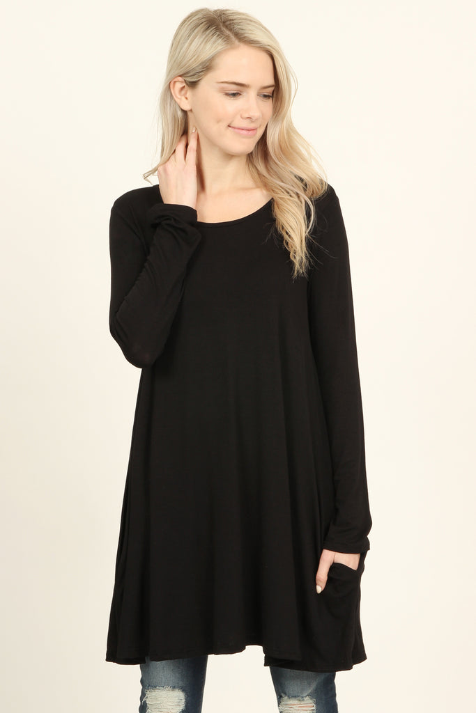 Long Sleeved Pocket Tunic Top
