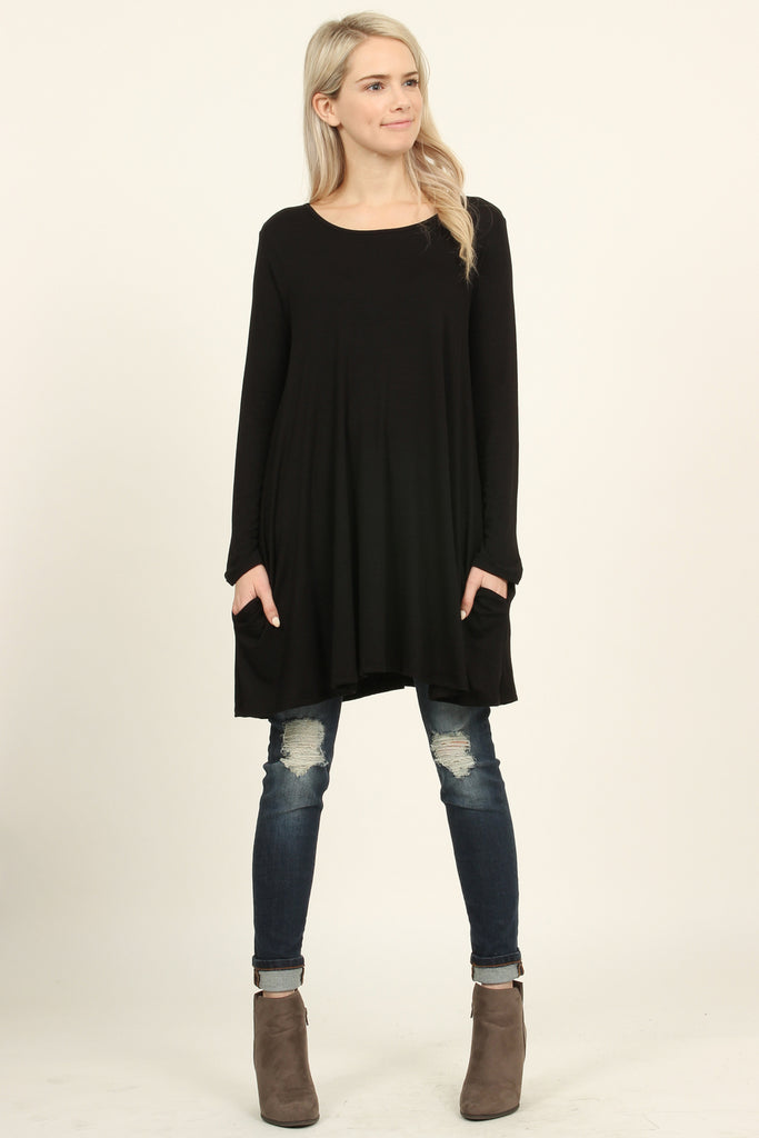 Long Sleeved Pocket Tunic Top