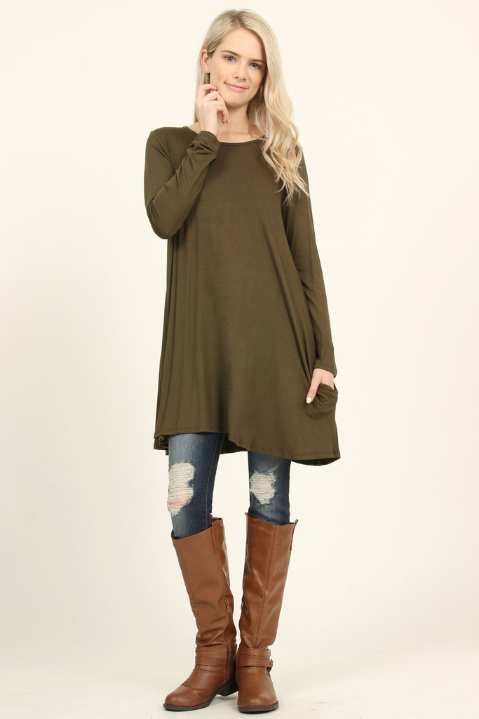 Long Sleeved Pocket Tunic Top