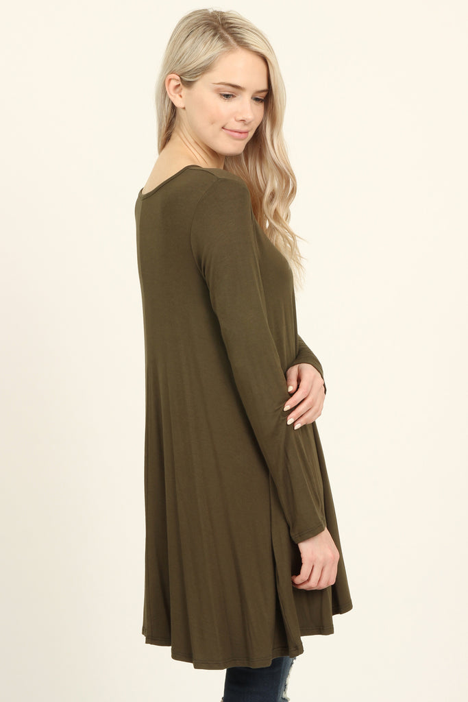 Long Sleeved Pocket Tunic Top