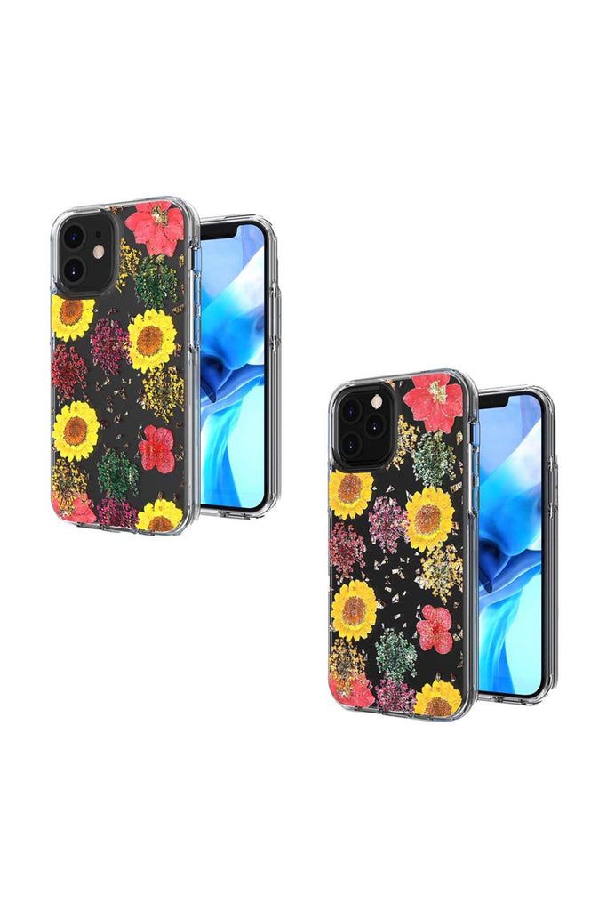 FOR iPHONE 12/PRO (6.1 ONLY) FLORAL GLITTER DESIGN CASE COVER
