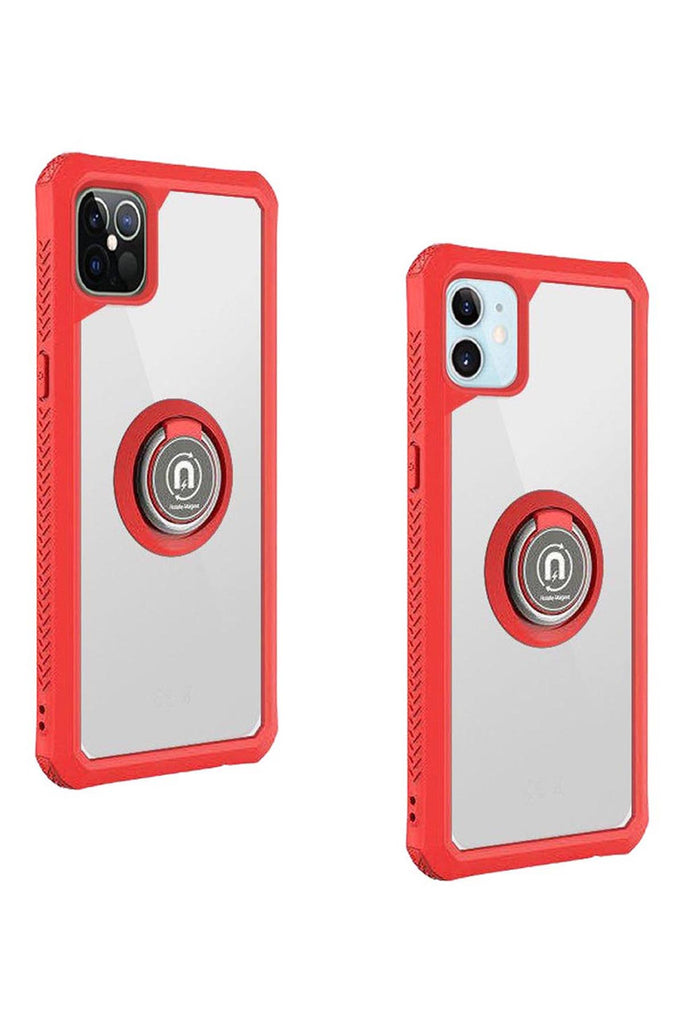 FOR iPHONE 12/PRO (6.1 ONLY) TRANSPARENT MAGNETIC RINGSTAND CASE COVER