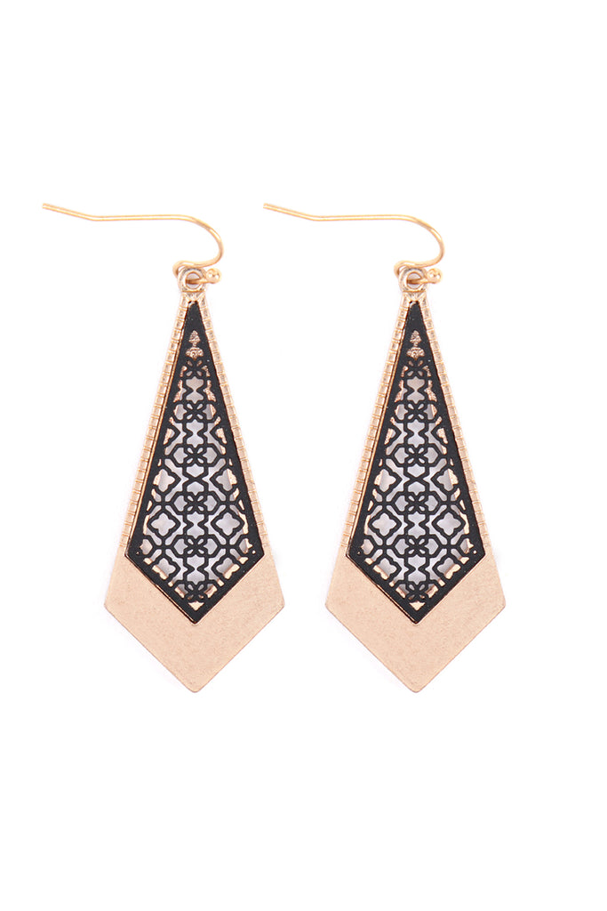 MOROCCAN FILIGREE KITE SHAPE DROP HOOK EARRINGS