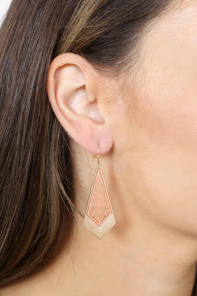 MOROCCAN FILIGREE KITE SHAPE DROP HOOK EARRINGS