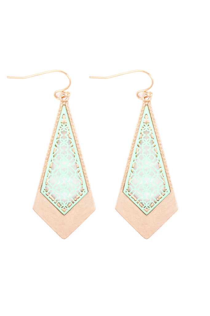 MOROCCAN FILIGREE KITE SHAPE DROP HOOK EARRINGS