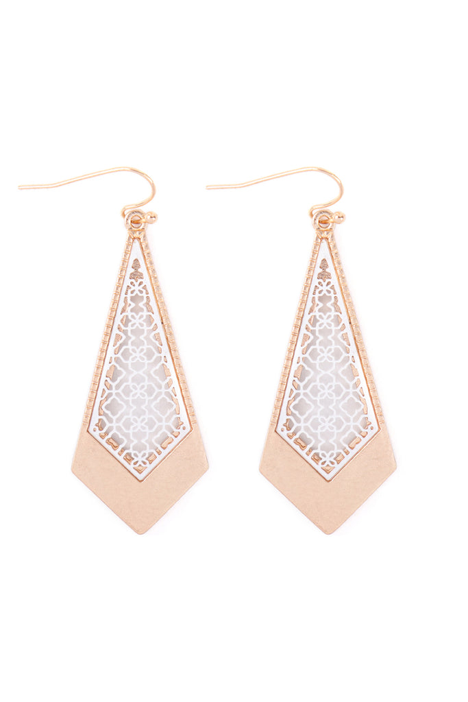 MOROCCAN FILIGREE KITE SHAPE DROP HOOK EARRINGS
