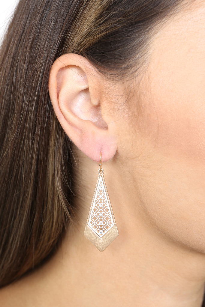 MOROCCAN FILIGREE KITE SHAPE DROP HOOK EARRINGS