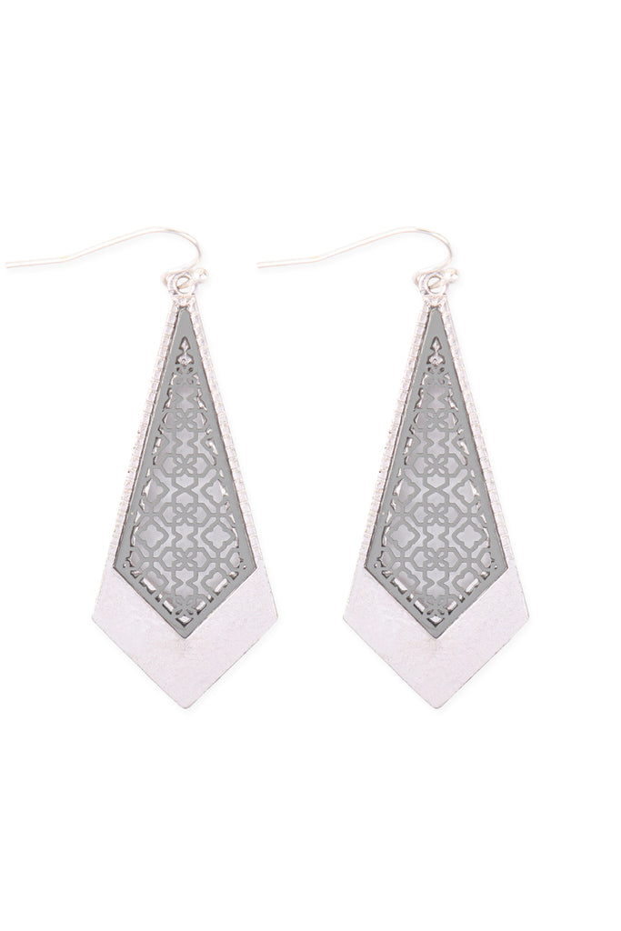 MOROCCAN FILIGREE KITE SHAPE DROP HOOK EARRINGS