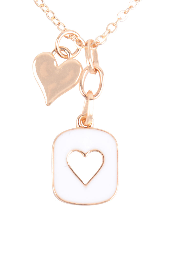 HEART FRAME COLORED CHARM PENDANT VALENTINE NECKLACE