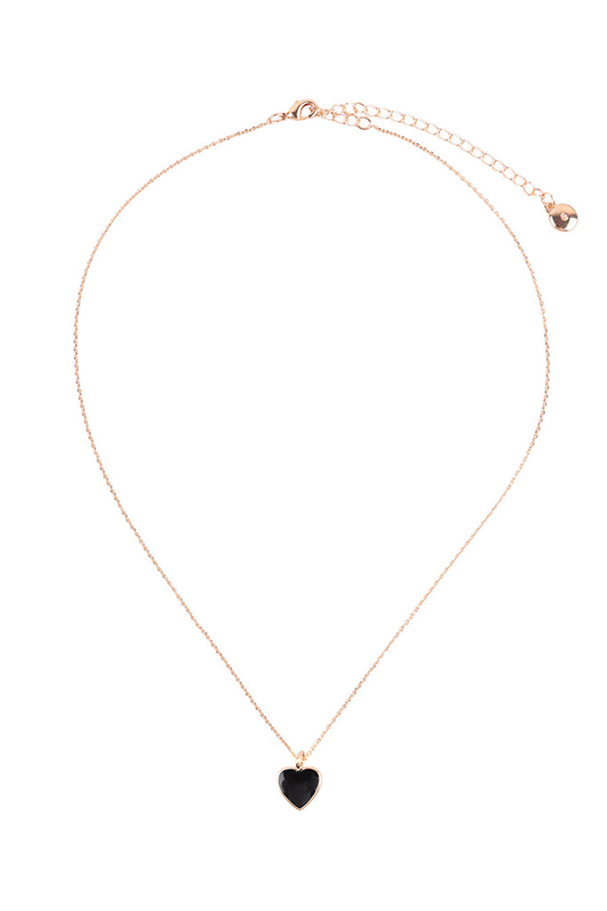 HEART COLOR RESIN CHARM PENDANT NECKLACE