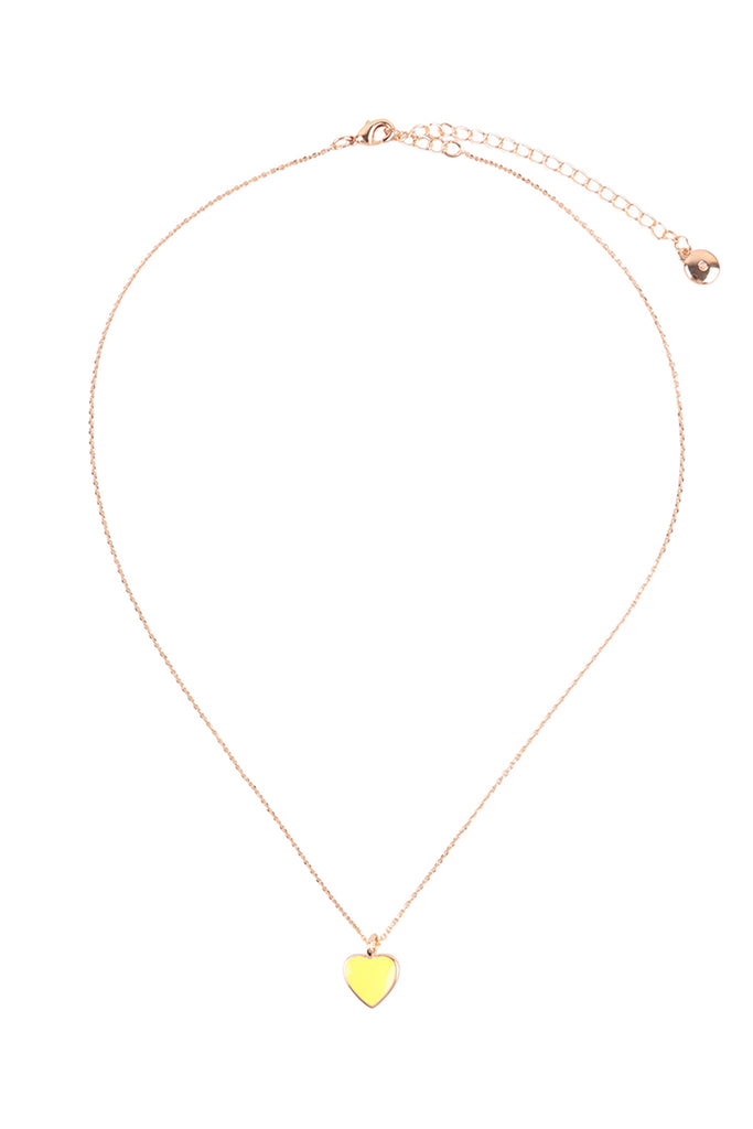 HEART COLOR RESIN CHARM PENDANT NECKLACE